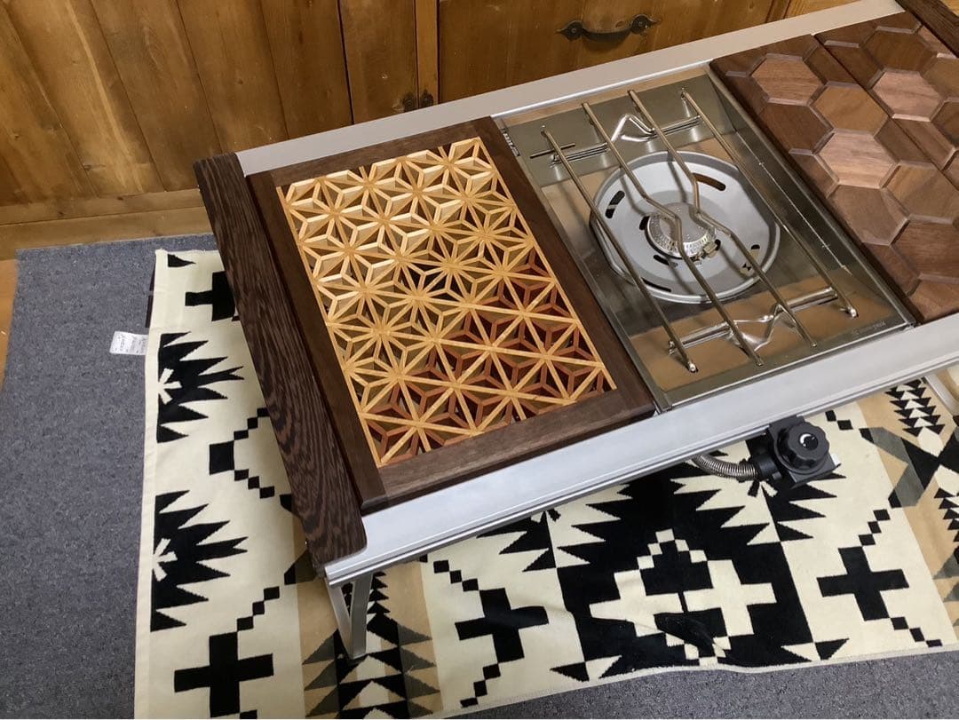 IGT天板　1ユニット　三脚用テーブル　組子細工ヘキサゴン123