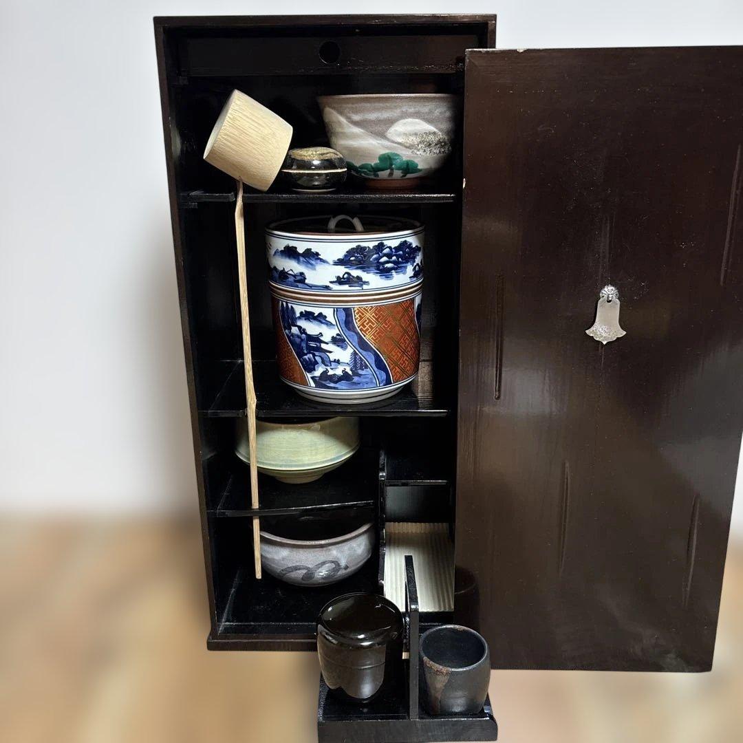 茶道具セット　短冊箱(黒漆塗り) 10点