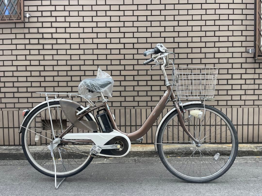 電動アシスト自転車 ブラウン 前カゴ付き