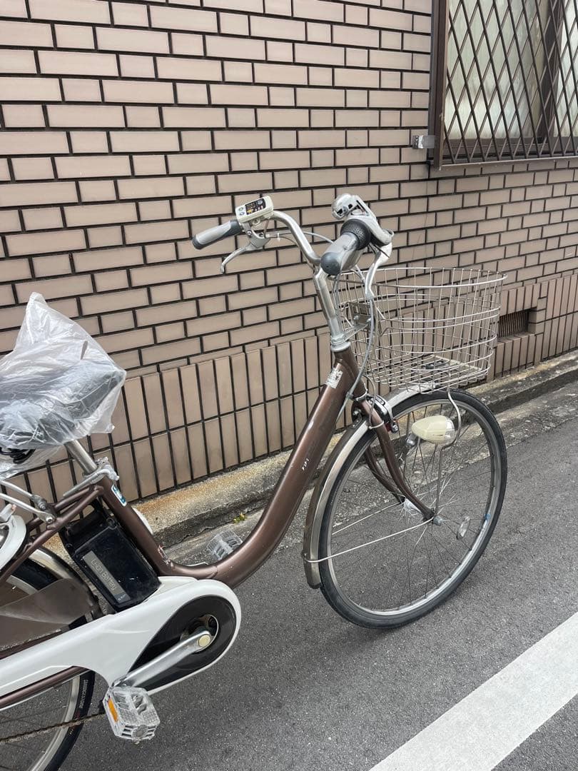 電動アシスト自転車 ブラウン 前カゴ付き