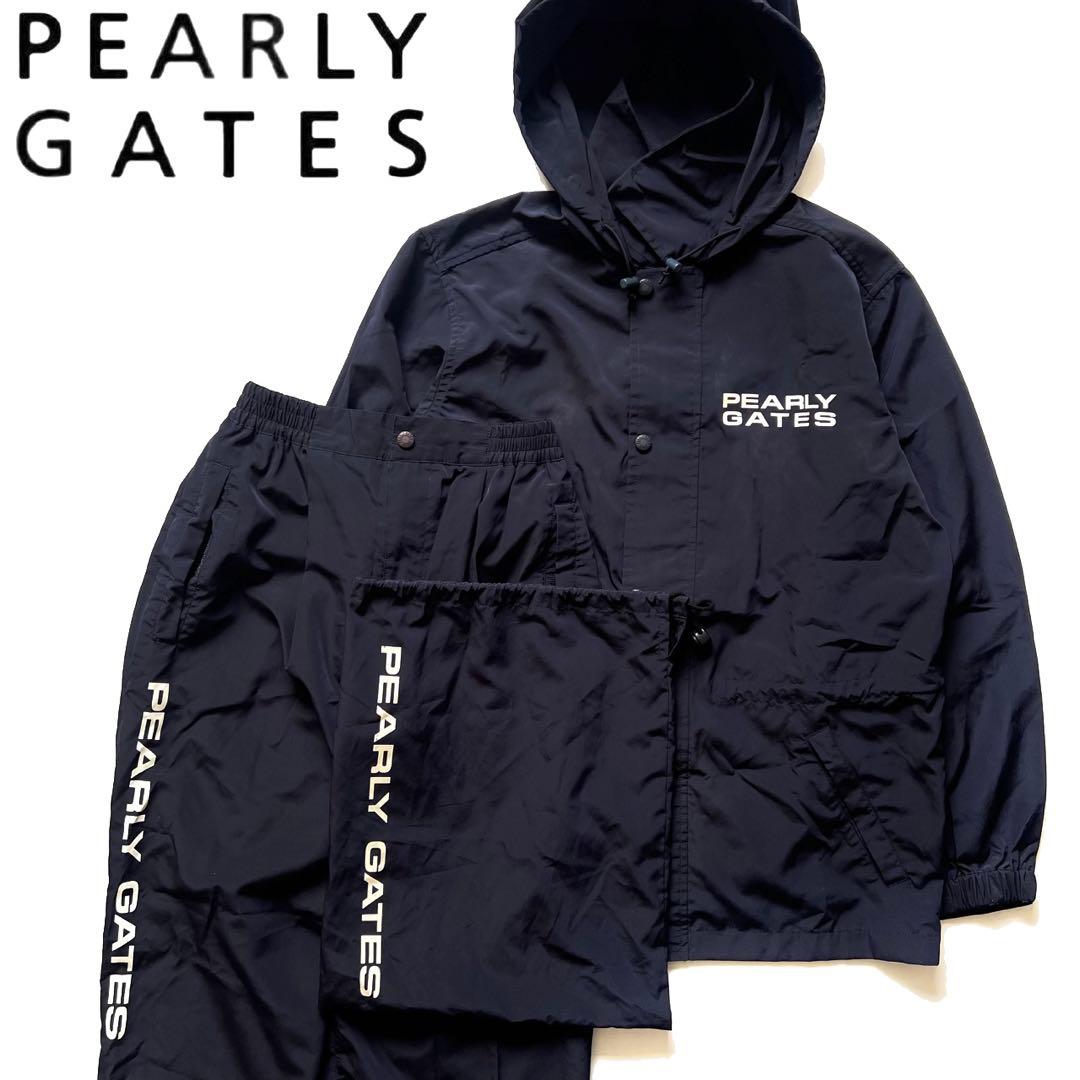 Pearly gates パーリーゲイツ　レインウェア　雨具　ゴルフ　紺　ロゴ