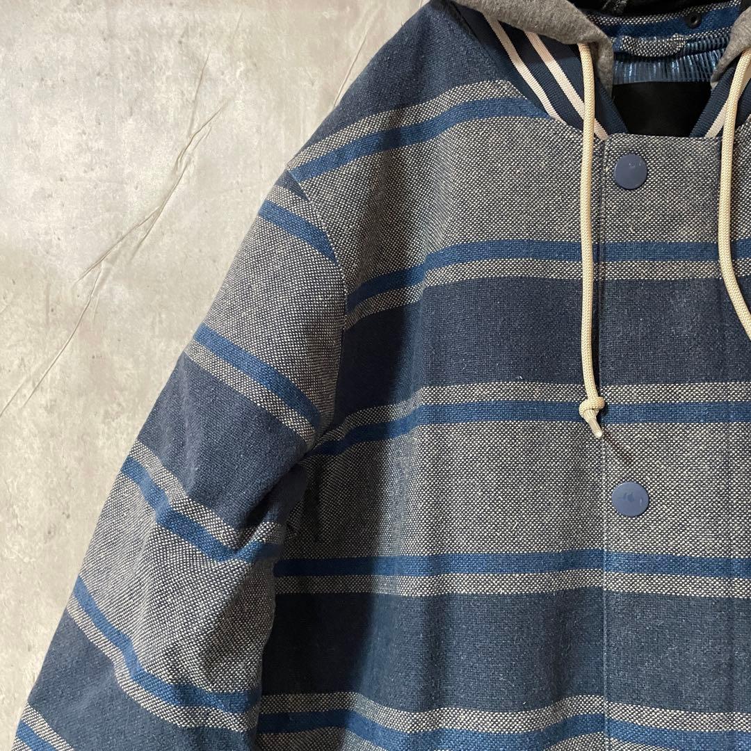 Burtonバートンスキーウェアスノーボードジャケットパーカー紺青ブルーボーダー