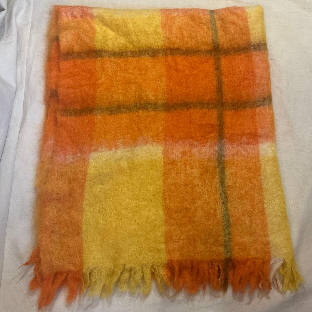 VINTAGE 100% MOHAIR BLANCKET ショール 超肉厚