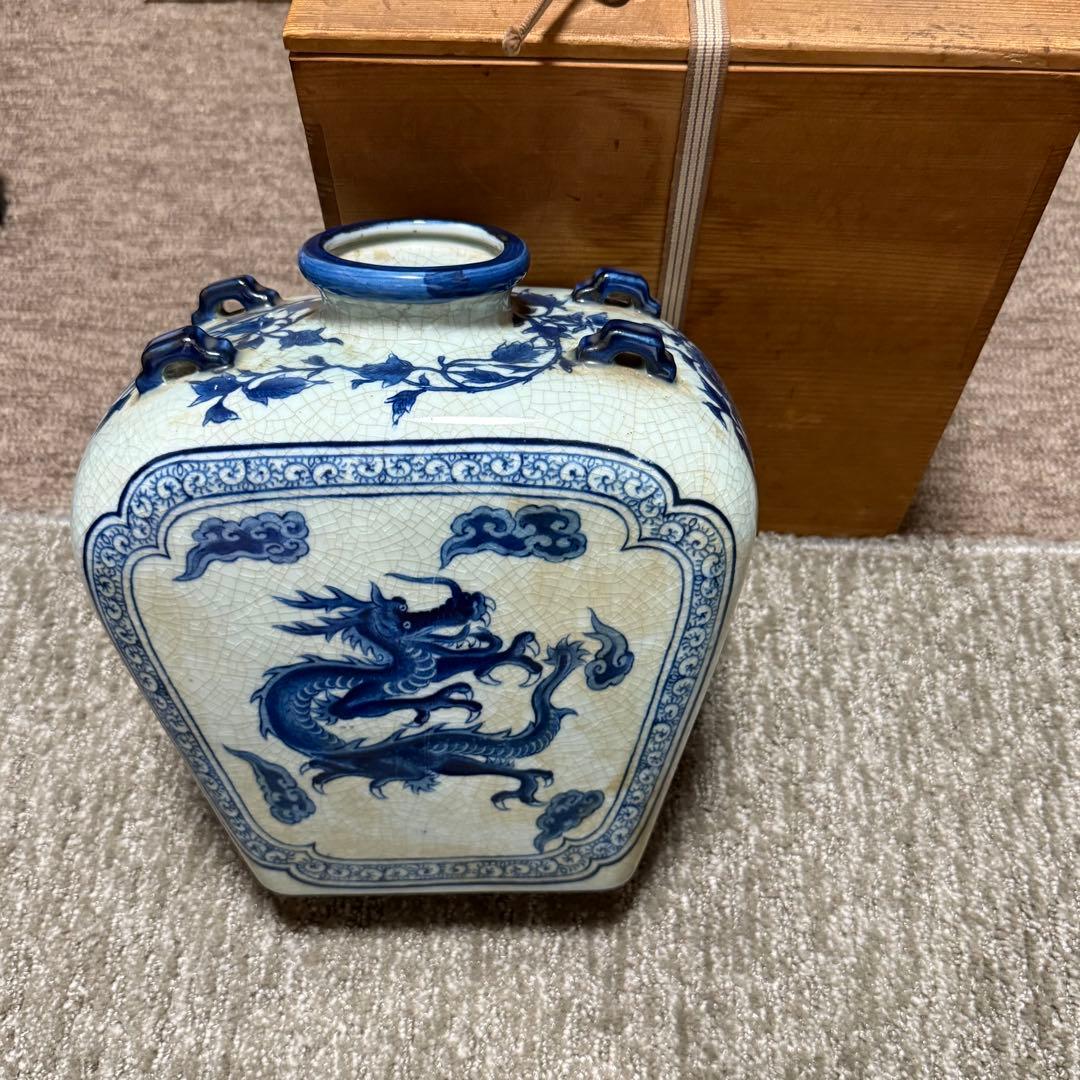 蔵出 道入? 道八? 染付 花器 花瓶 花入 飾り 陶器 工芸品