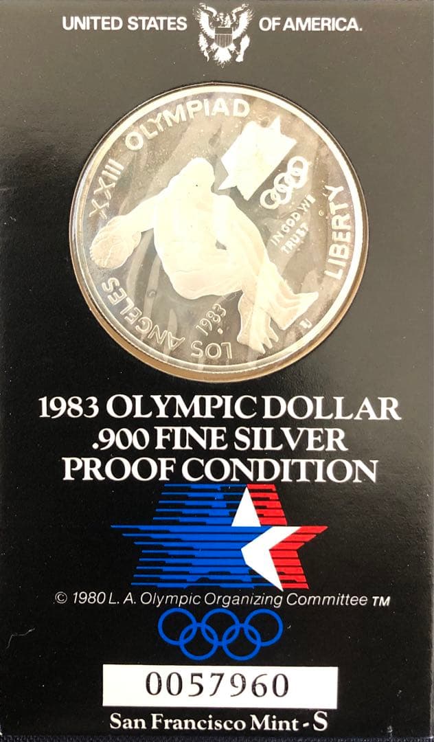 アメリカ　1983年　ロサンゼルスオリンピック ファインシルバー プルーフ銀貨