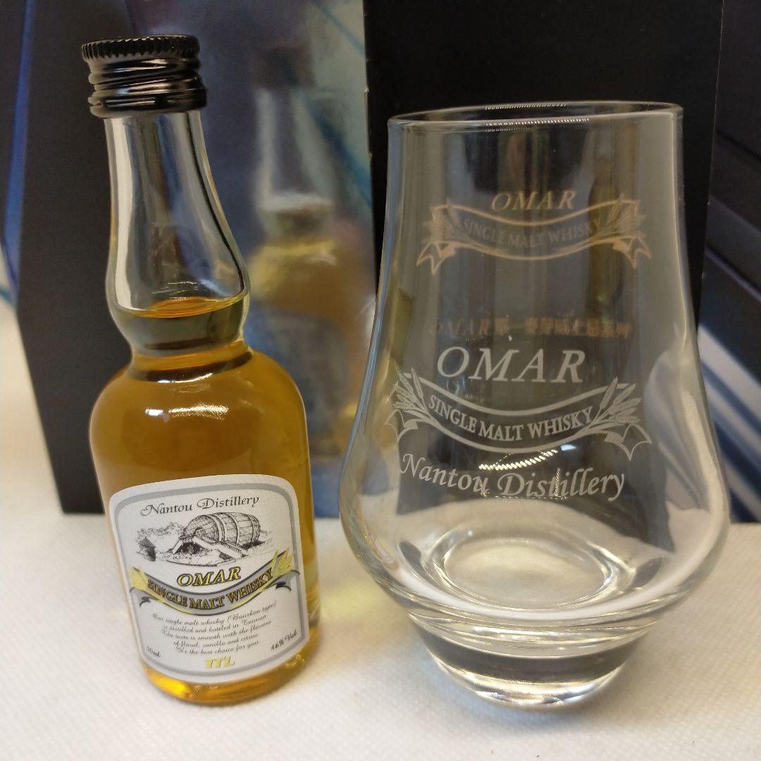 未開栓　オマー　 カスクストレングス　 バーボンタイプ　ミニボトル　グラス付