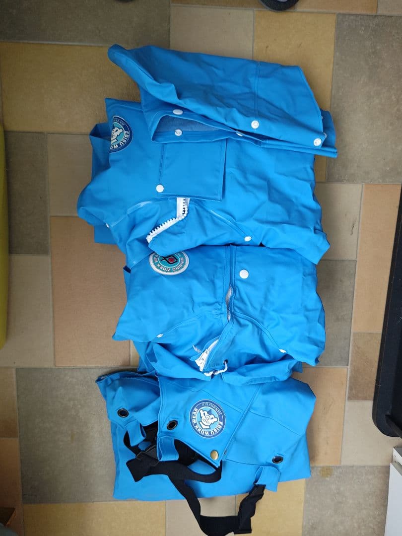 阪神素地前開きサロペットと上着の3点セット