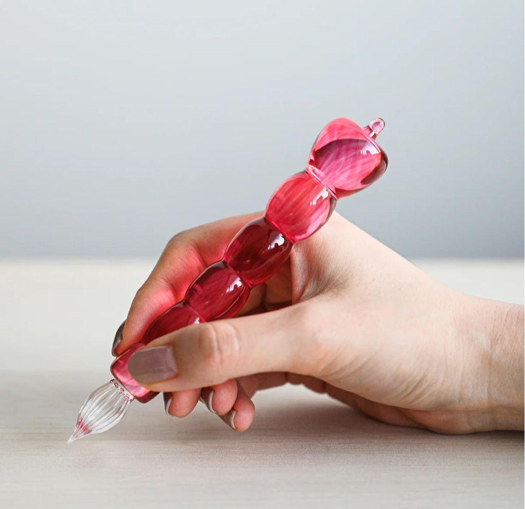 津軽びいどろ りんご ガラスペン メタルケース付き