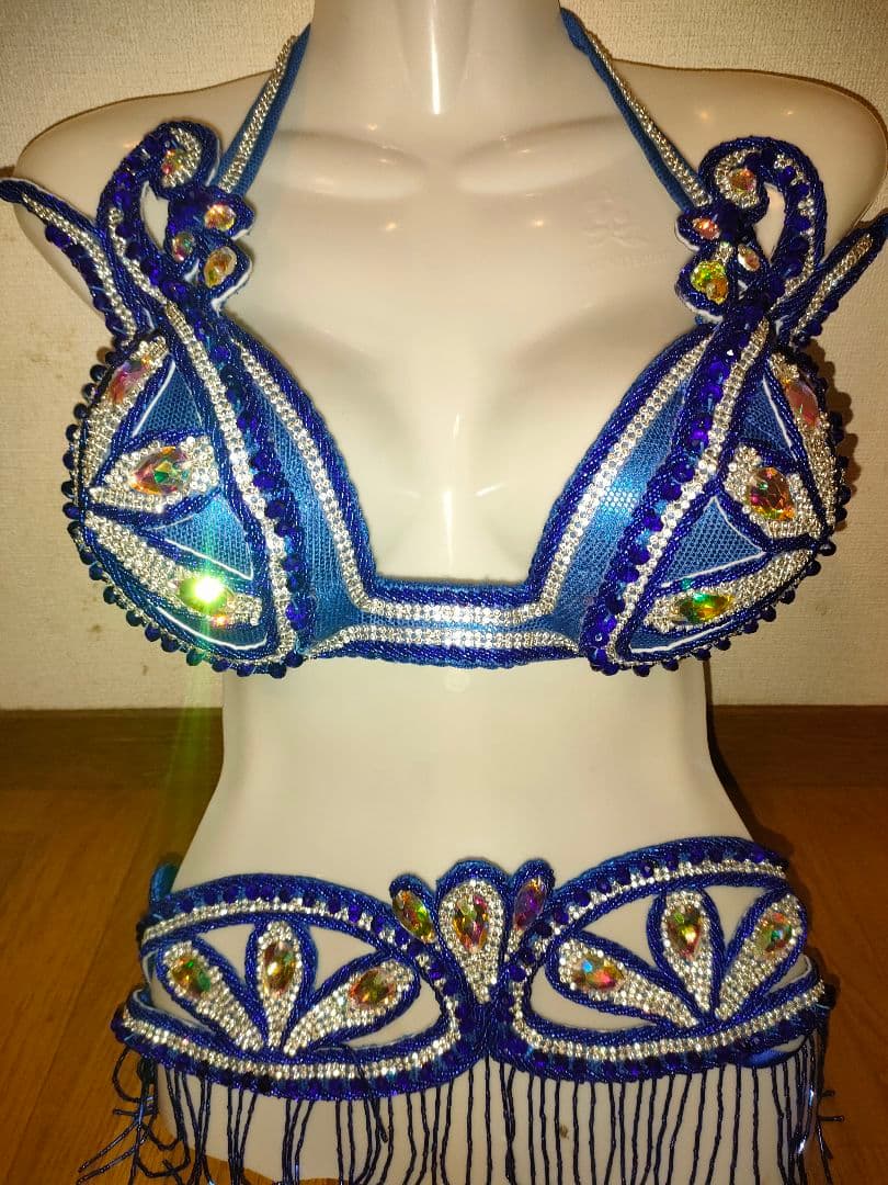 【新品】エジプト製青いベリーダンスセットアップブラベルト