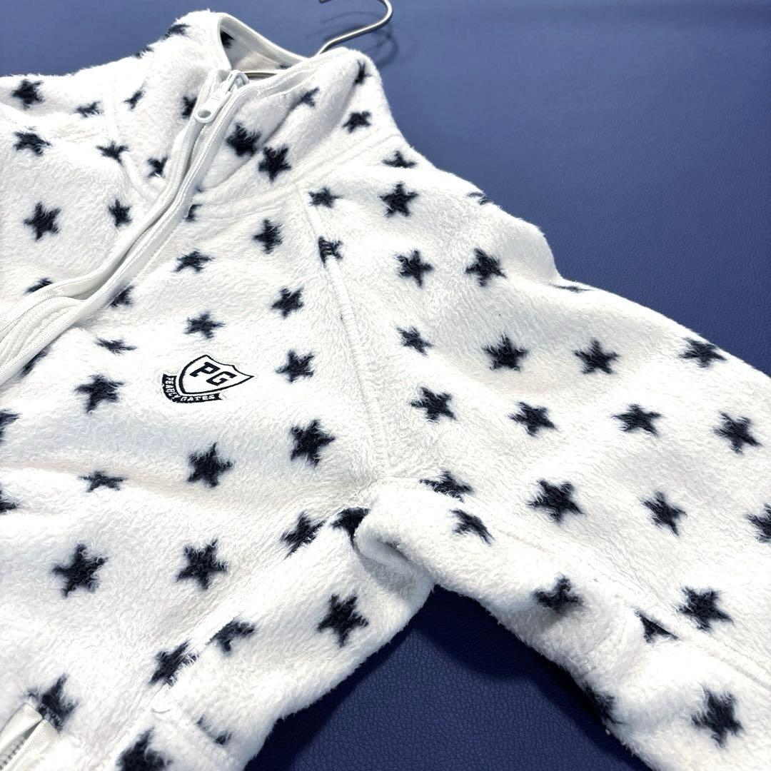 パーリーゲイツ　フリースジャケット　ボア　総柄　ホワイト　0/S ダブルジップ