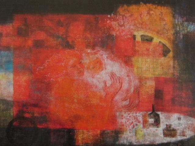 谷本淳子、【未来（歓）】、希少な額装用画集画、新品高級額 額装付