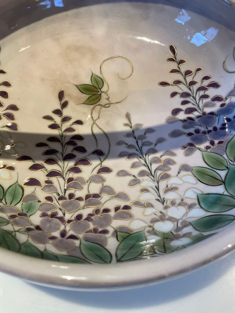 陶葊　陶あん　取手付き器　藤の花