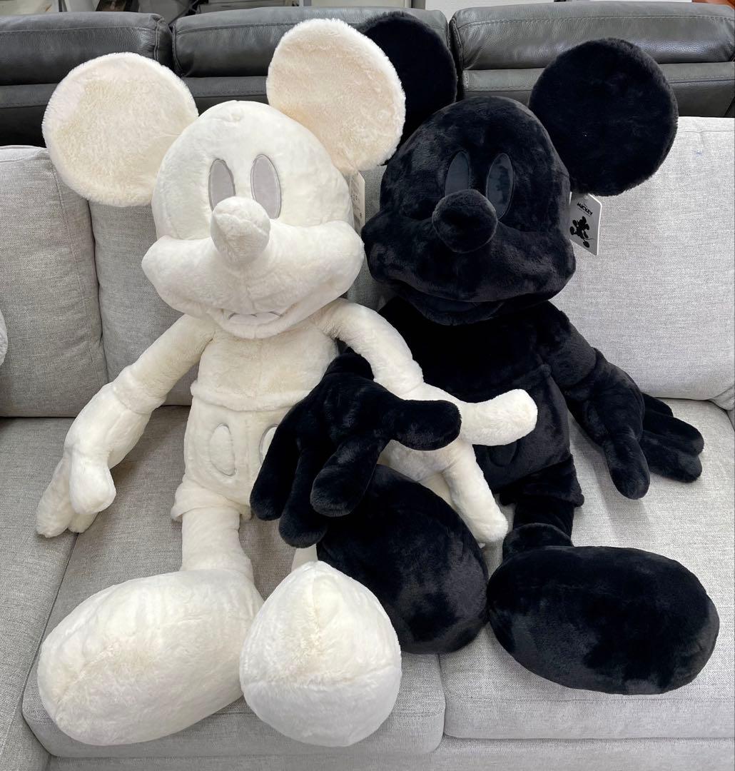 ミッキーマウス ぬいぐるみ ホワイト ブラック 大きめ 特大　2体セット