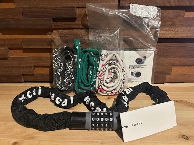 ♪送料無料★sacai★希少★自転車ロックチェーン★新品★22-0336S★黒♪