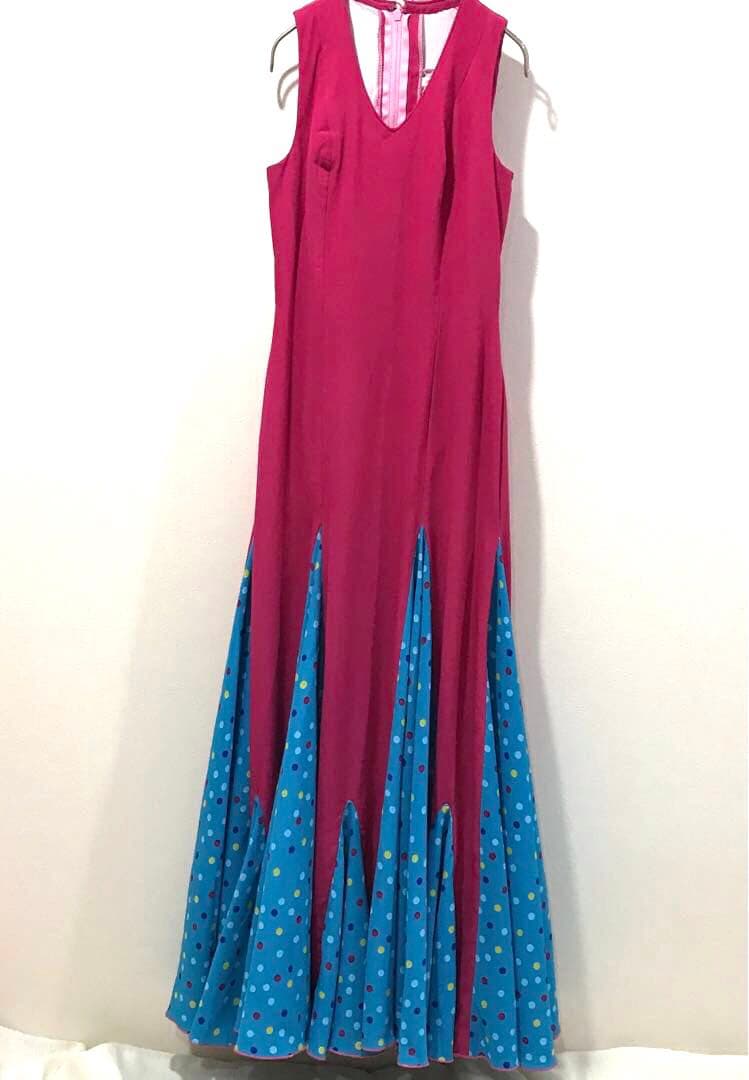 フラメンコ衣装 豪華 水玉 CANELA PURA ロングドレス スペイン