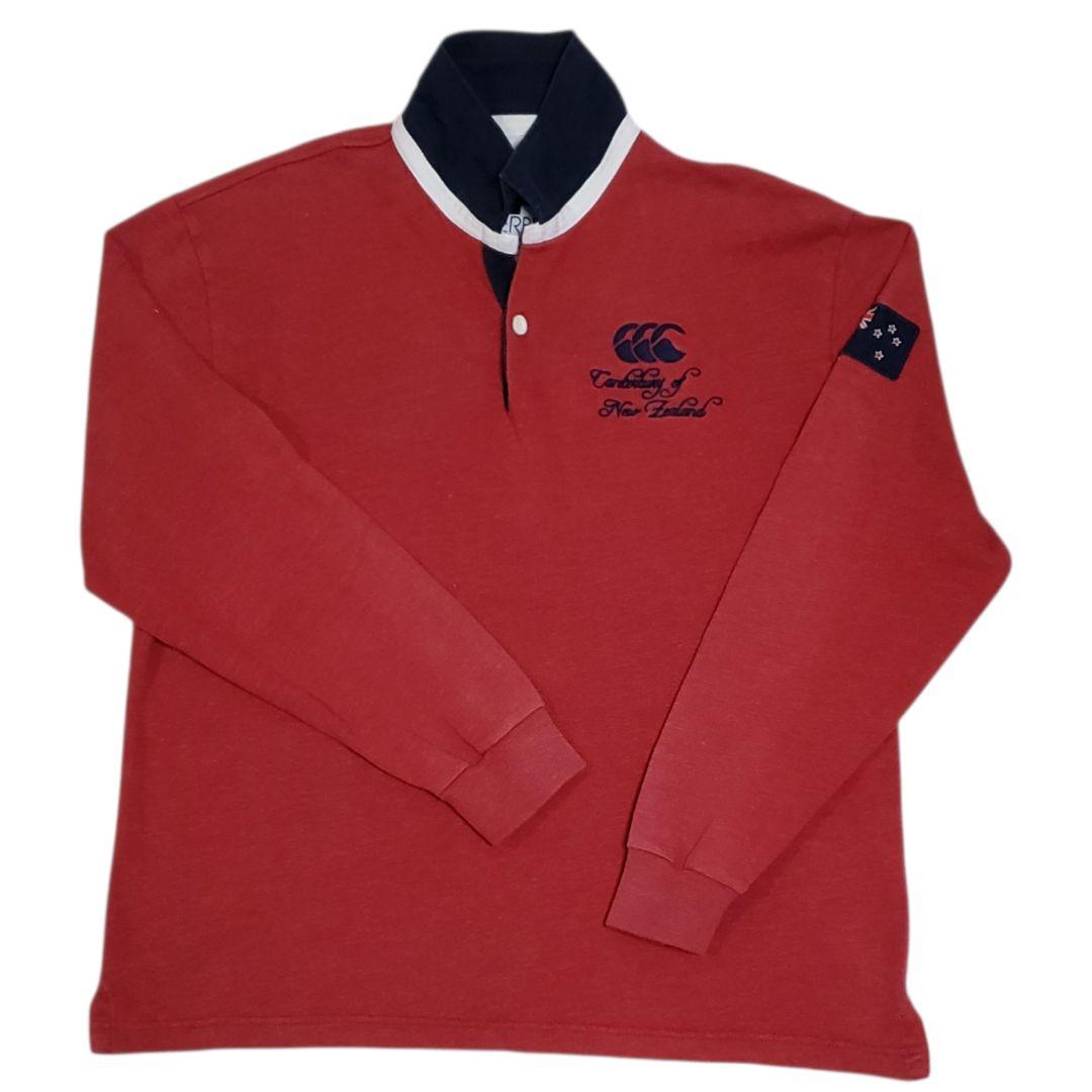 Canterbury　ラガーシャツ　パッチ&刺繍　オリジナルボタン　Lサイズ長袖