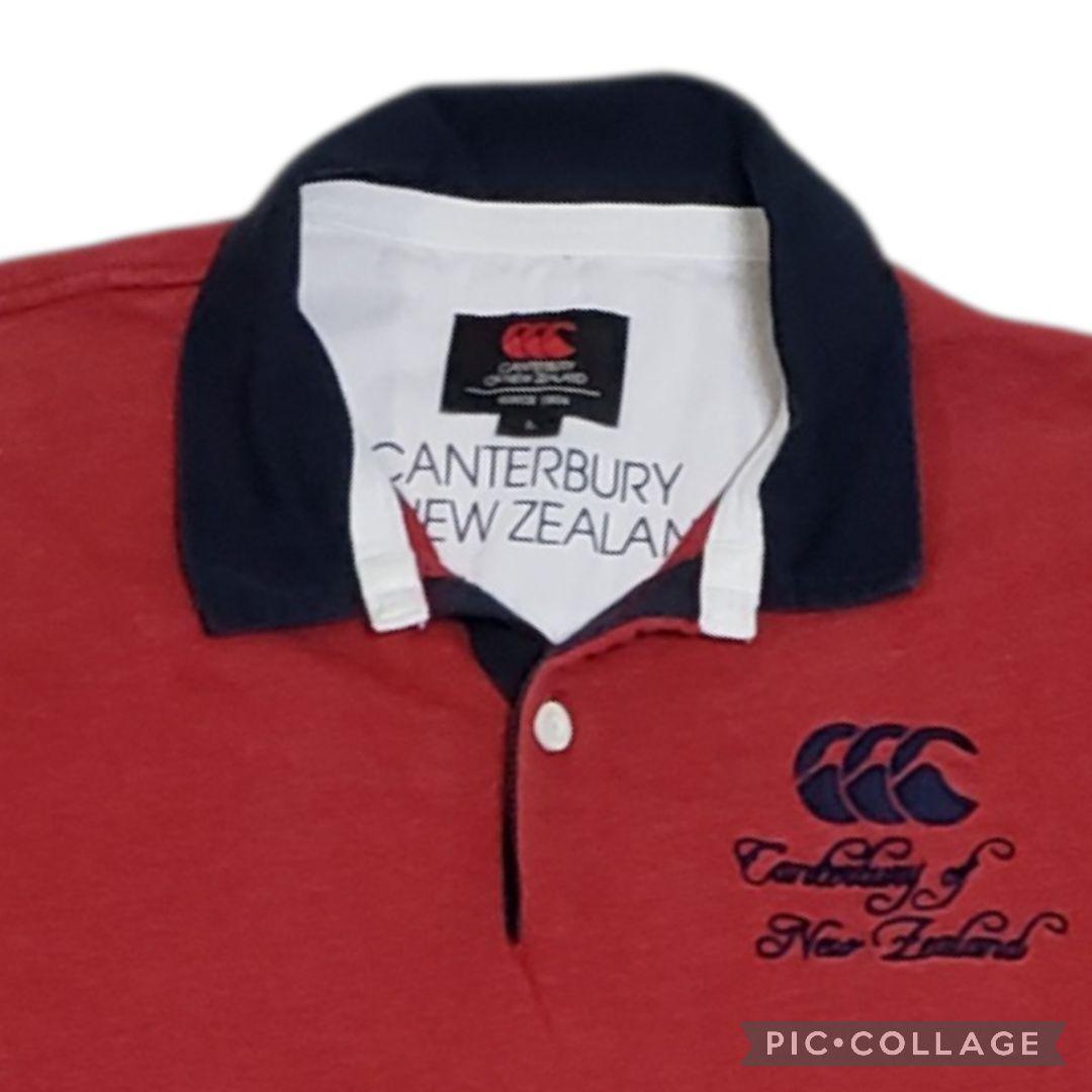 Canterbury　ラガーシャツ　パッチ&刺繍　オリジナルボタン　Lサイズ長袖