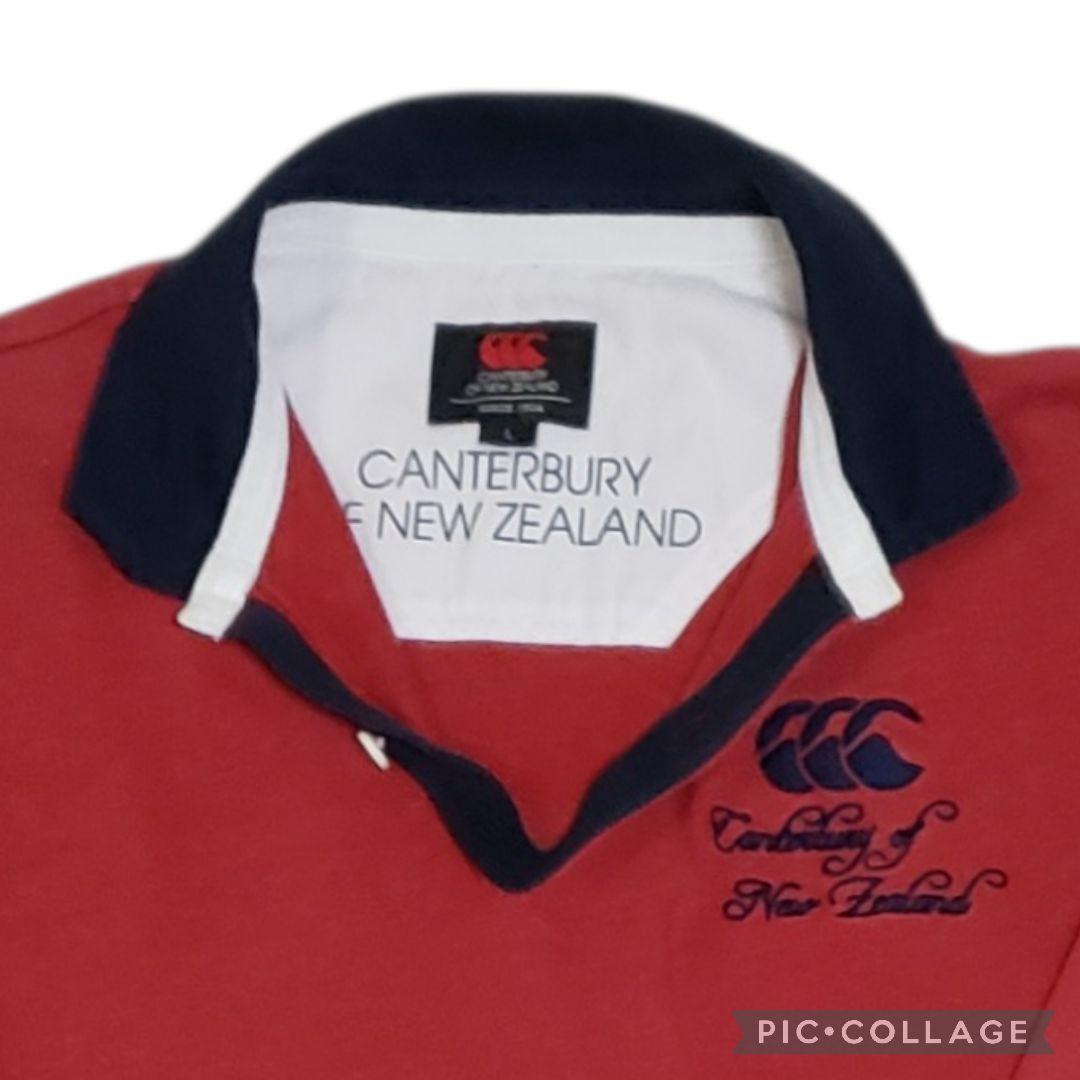 Canterbury　ラガーシャツ　パッチ&刺繍　オリジナルボタン　Lサイズ長袖