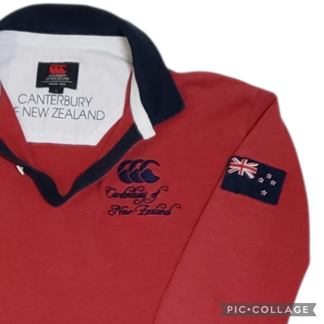 Canterbury　ラガーシャツ　パッチ&刺繍　オリジナルボタン　Lサイズ長袖