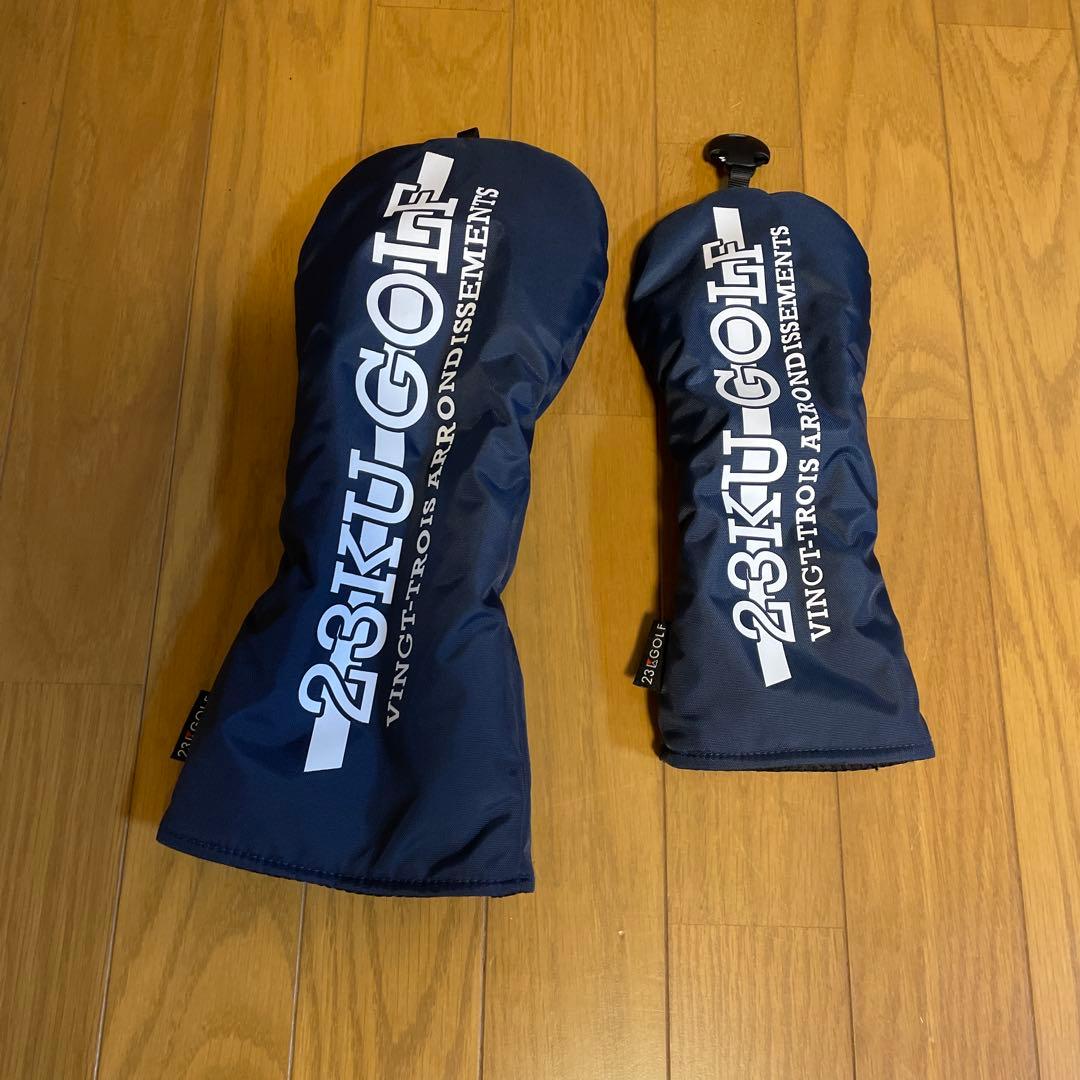 23KU GOLF ゴルフバッグ ネイビー　ヘッドカバー付