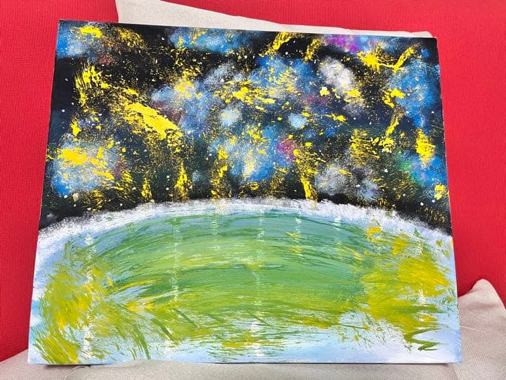 絵画　宇宙　海　イラスト　キャンバス