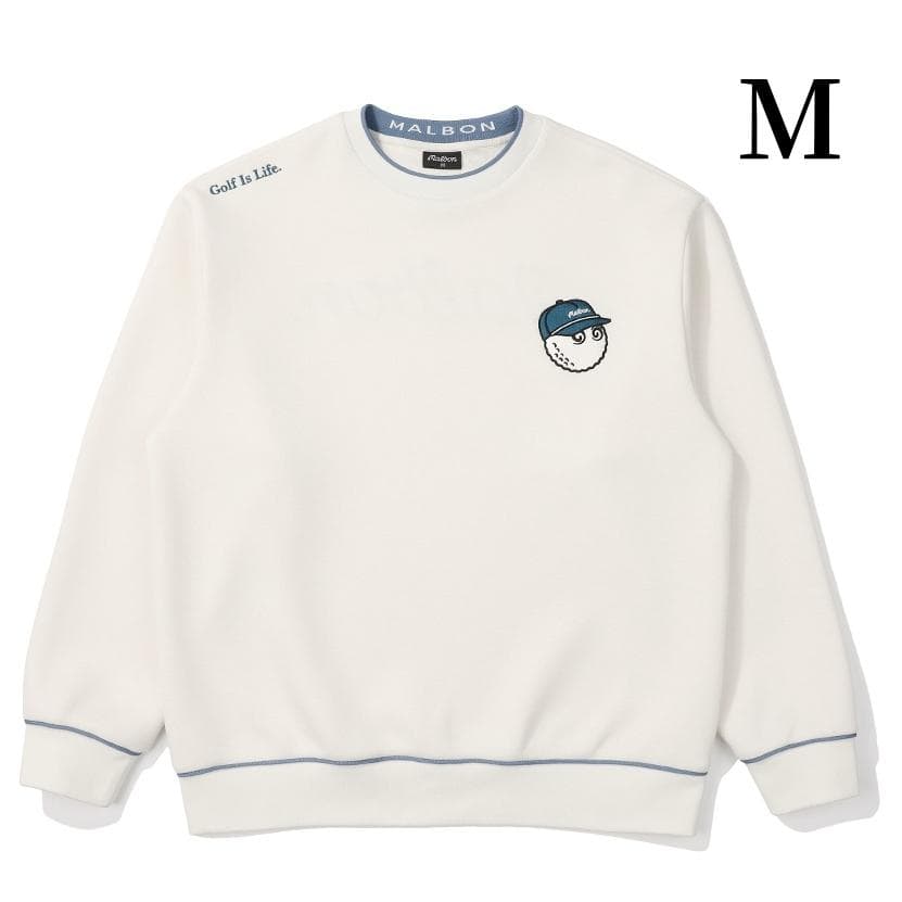 【新品白M】マルボン ゴルフ トレーナー スウェット トップス 長袖 メンズ