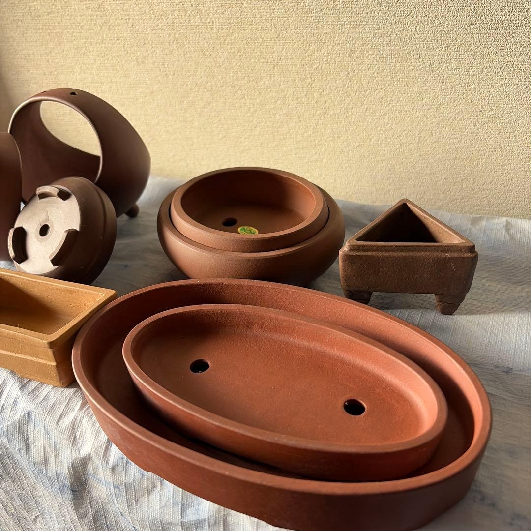 中国宜興　宜興　植木鉢　朱泥　朱砂　中国　アンティーク　盆栽　盆景