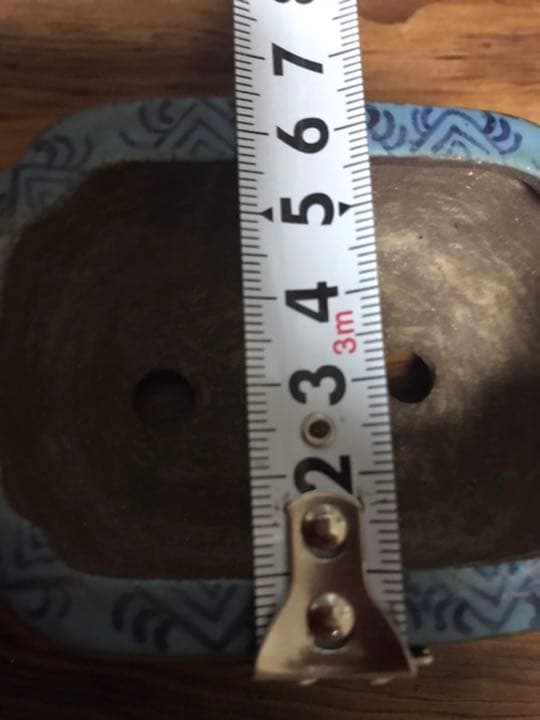 盆栽鉢　時代　陶翠　彩交趾黒泥隅入長方鉢