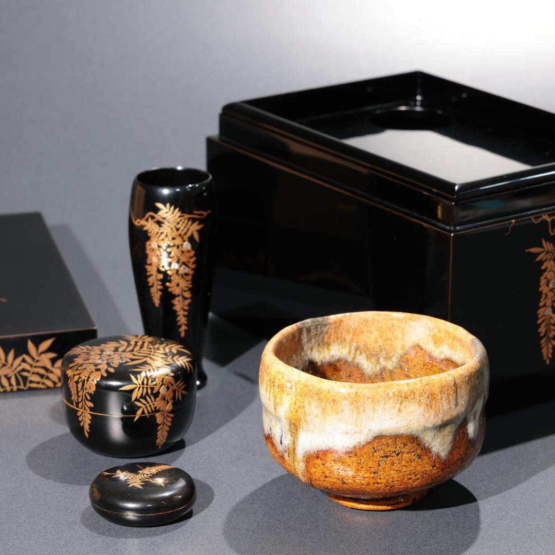 【茶道具】輪島塗　茶箱　藤蒔絵　6R0938ダP2