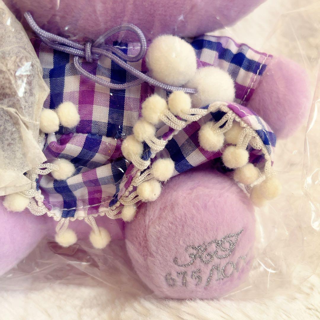 希少レア　シリアル付き　675/1000 ハローキティぬいぐるみ　紫チェック