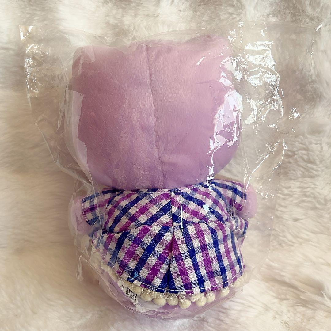 希少レア　シリアル付き　675/1000 ハローキティぬいぐるみ　紫チェック