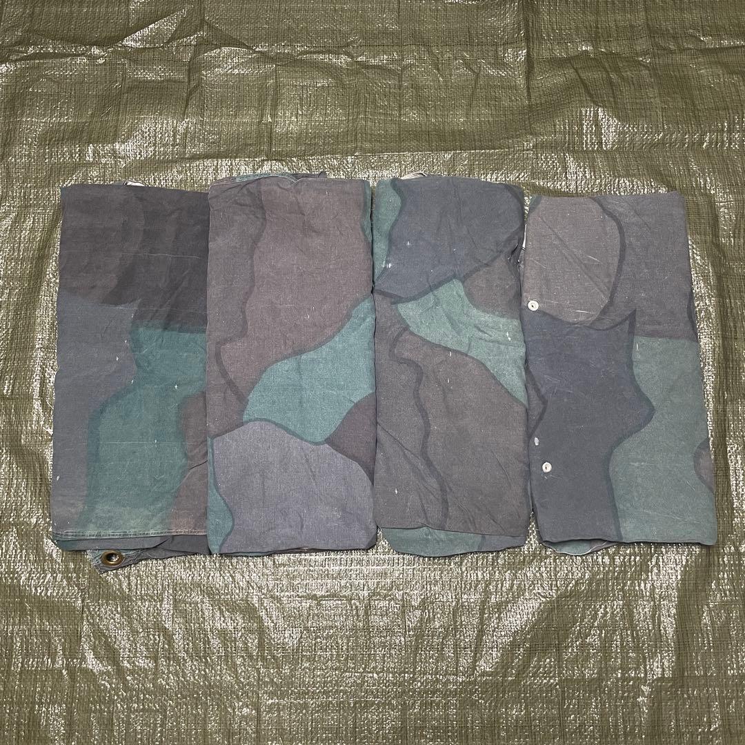 本日限定スウェーデン軍　軍幕　パズルカモ迷彩 コットン 三角テント　4枚セット