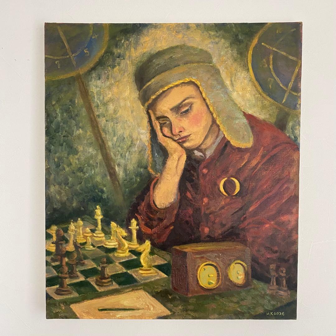 チェスプレイヤー F10 油彩画 人物画 絵画