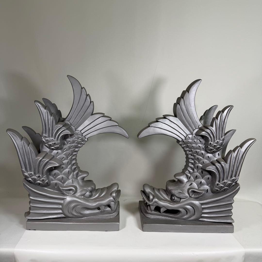 姫路城　構井一巳先生作　しゃちほこ　鯱　鯱瓦　瓦　対　2体セット　定価16万超え