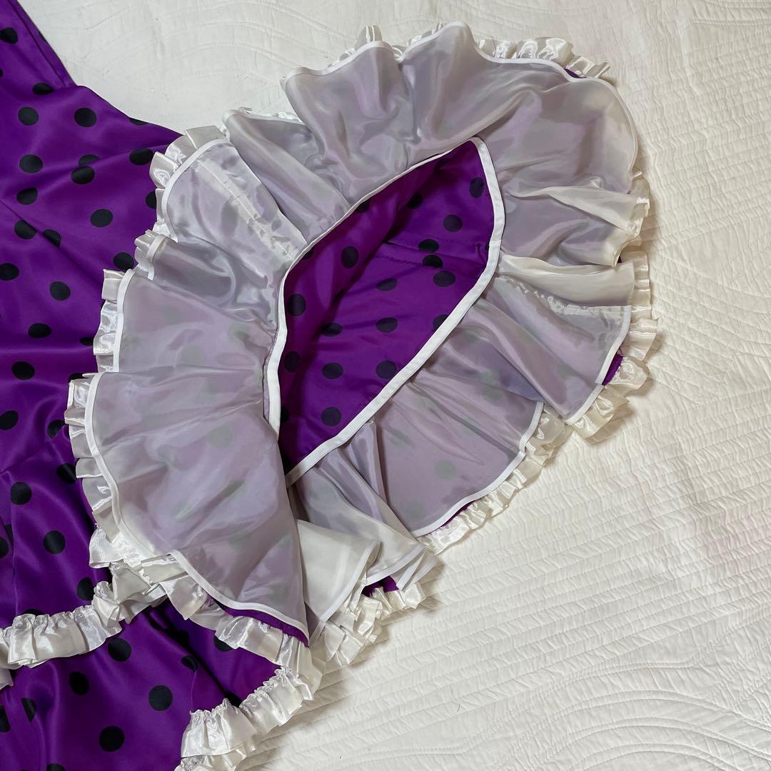 【値下げ】フラメンコ衣装サイズＬ　 紫地✖️黒ドット