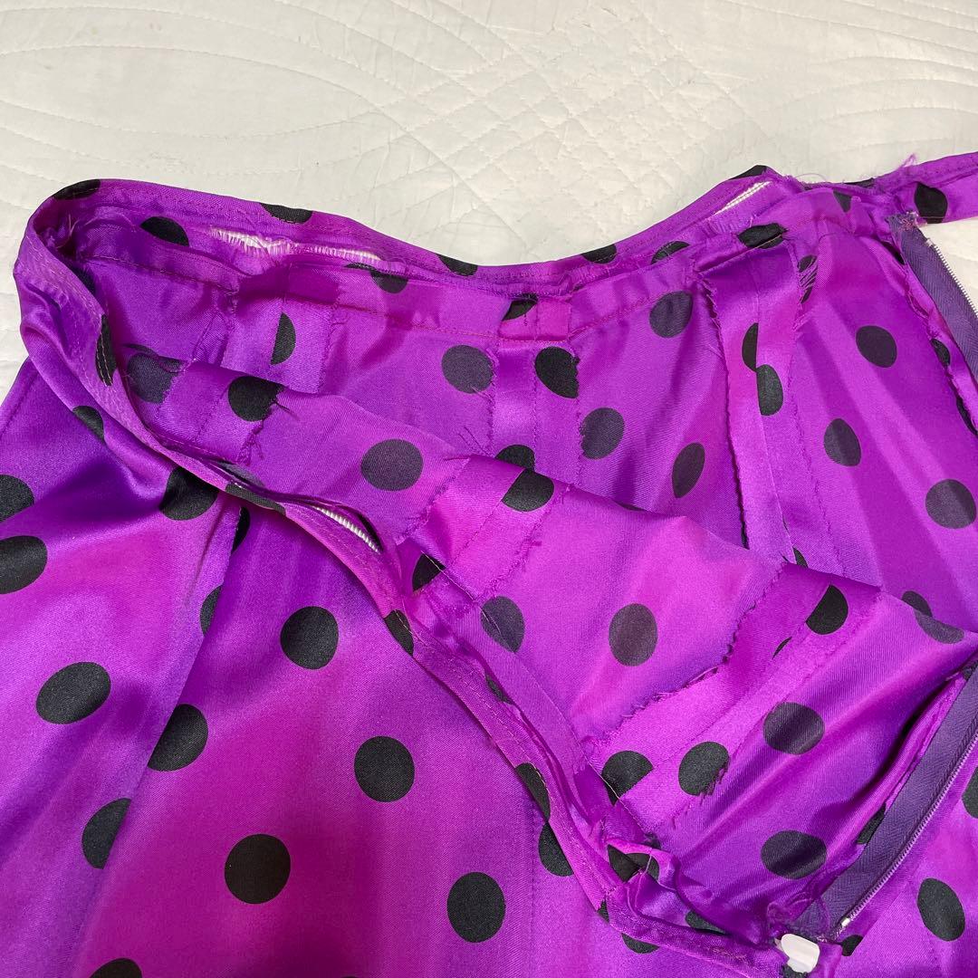 【値下げ】フラメンコ衣装サイズＬ　 紫地✖️黒ドット