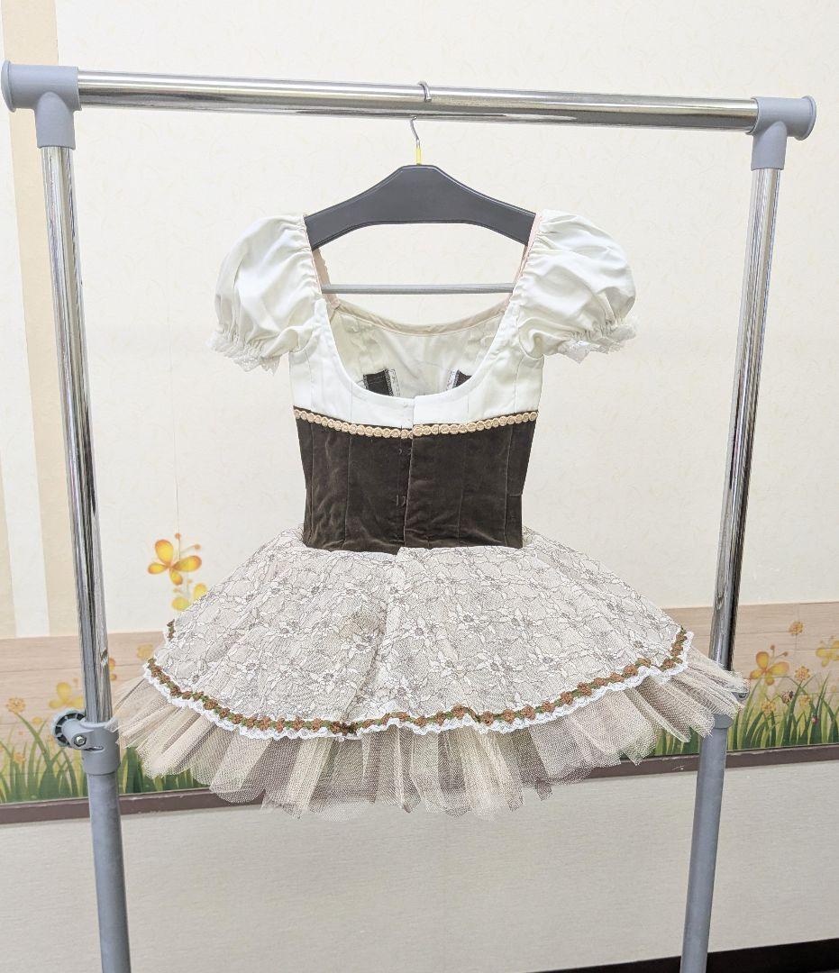 バレエ衣裳/ジュニア 茶&ベージュチュチュ　3着セット 頭飾り付き