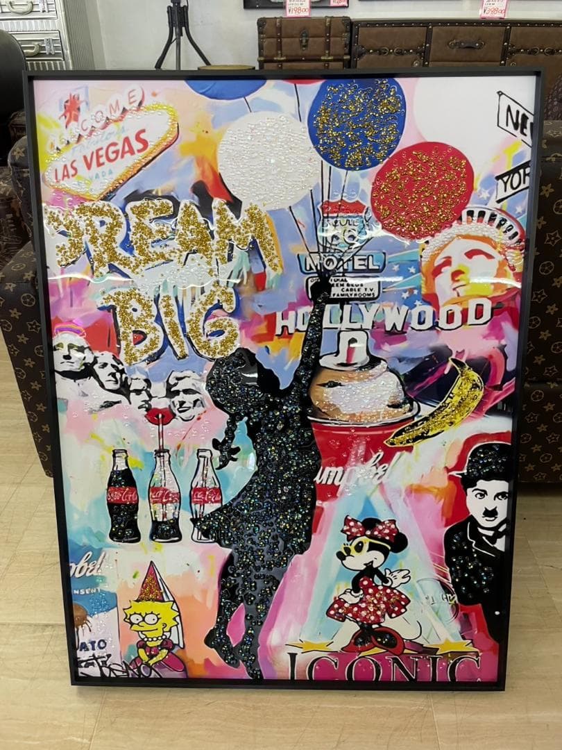 水晶絵　アートパネル　バンクシー　風船と少女　壁掛け　パネル　アート　絵　絵画