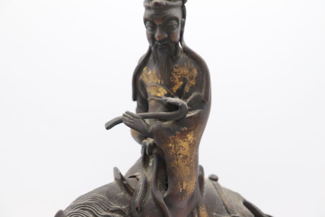 古銅　人物像　溜金　文人像　高さ約30.5cm 送料込み260121