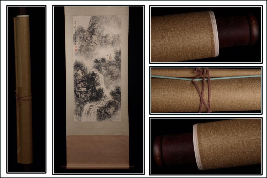 骨董市仕入れ品　中国近時代の掛軸　人物図　肉筆保証 DE404A7-3