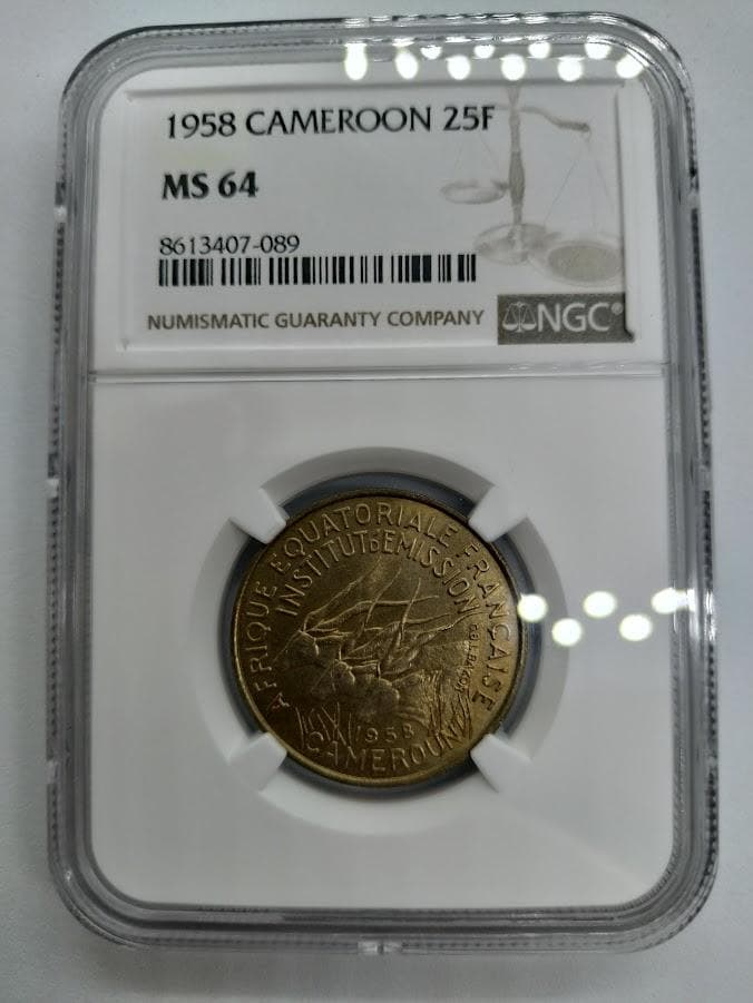 NGC MS64 1958 カメルーン 25F銅貨