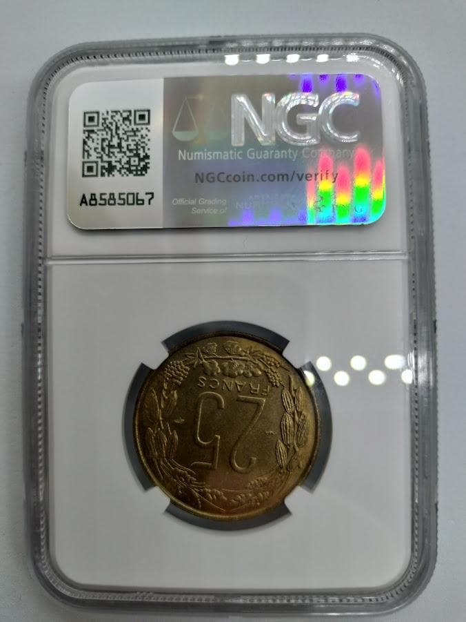 NGC MS64 1958 カメルーン 25F銅貨