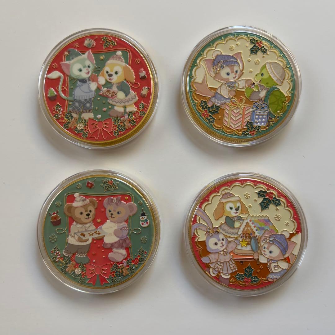 香港ディズニー メダル ダッフィーアンドフレンズ クリスマス限定 4枚