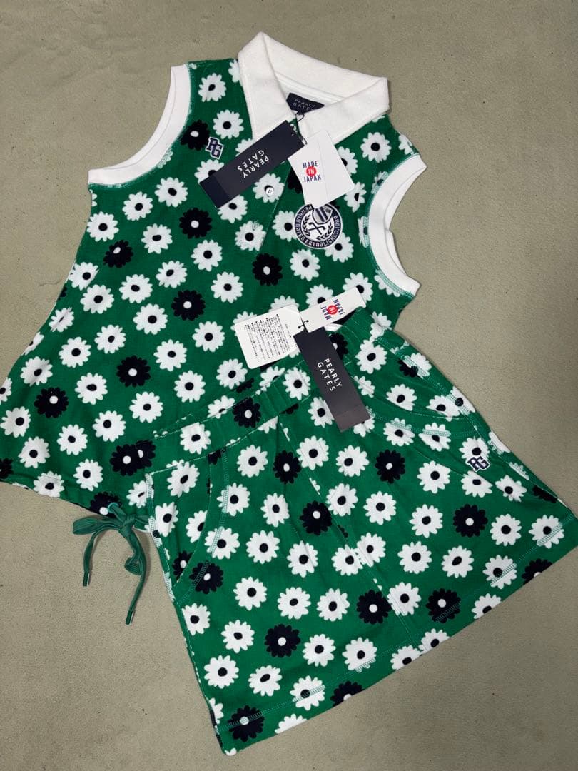 （新品）パーリーゲイツ、パイル地、花柄シリーズ、セットアップ、サイズ0