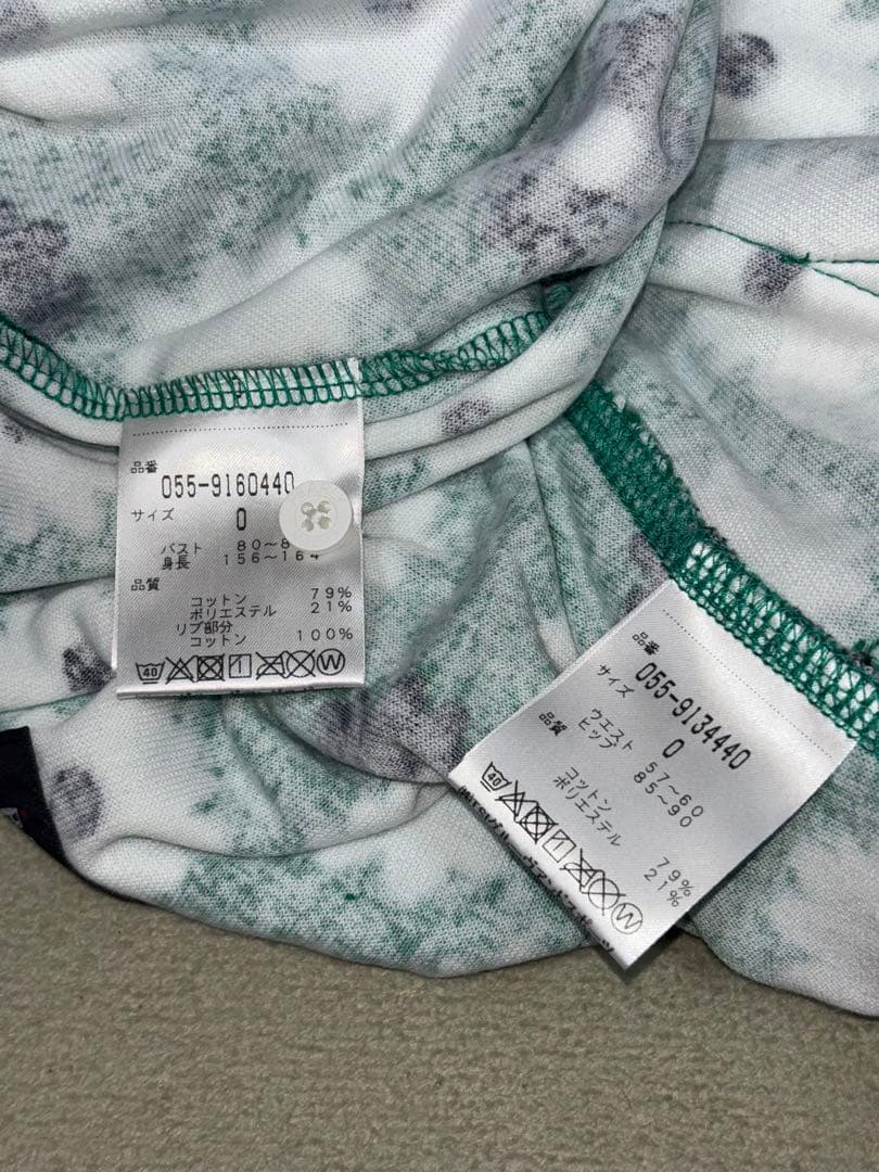 （新品）パーリーゲイツ、パイル地、花柄シリーズ、セットアップ、サイズ0