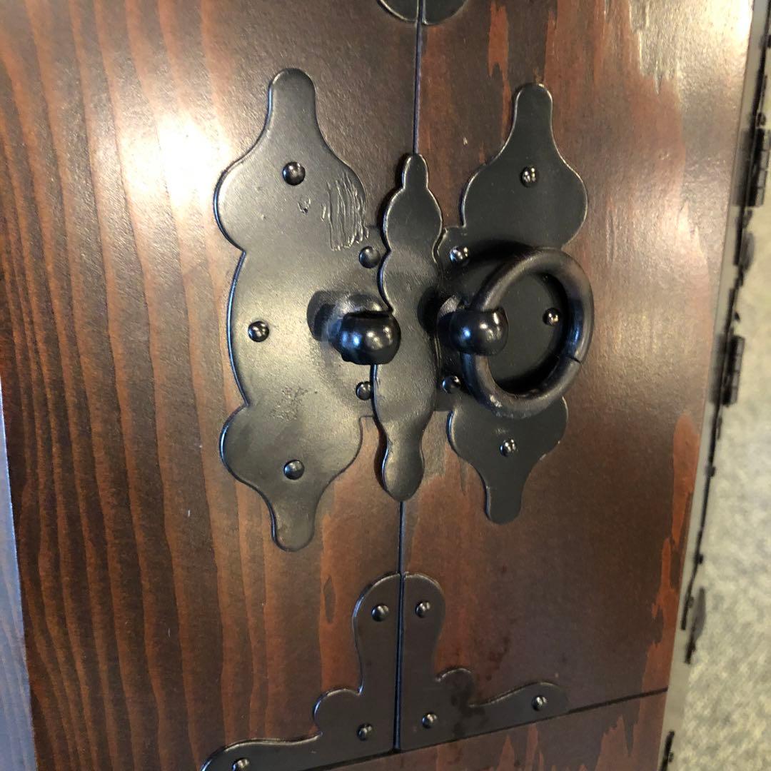 李朝 木 木工 時代物 八角箱 金具 李朝家具　収納箱韓国美術木製収納ボックス