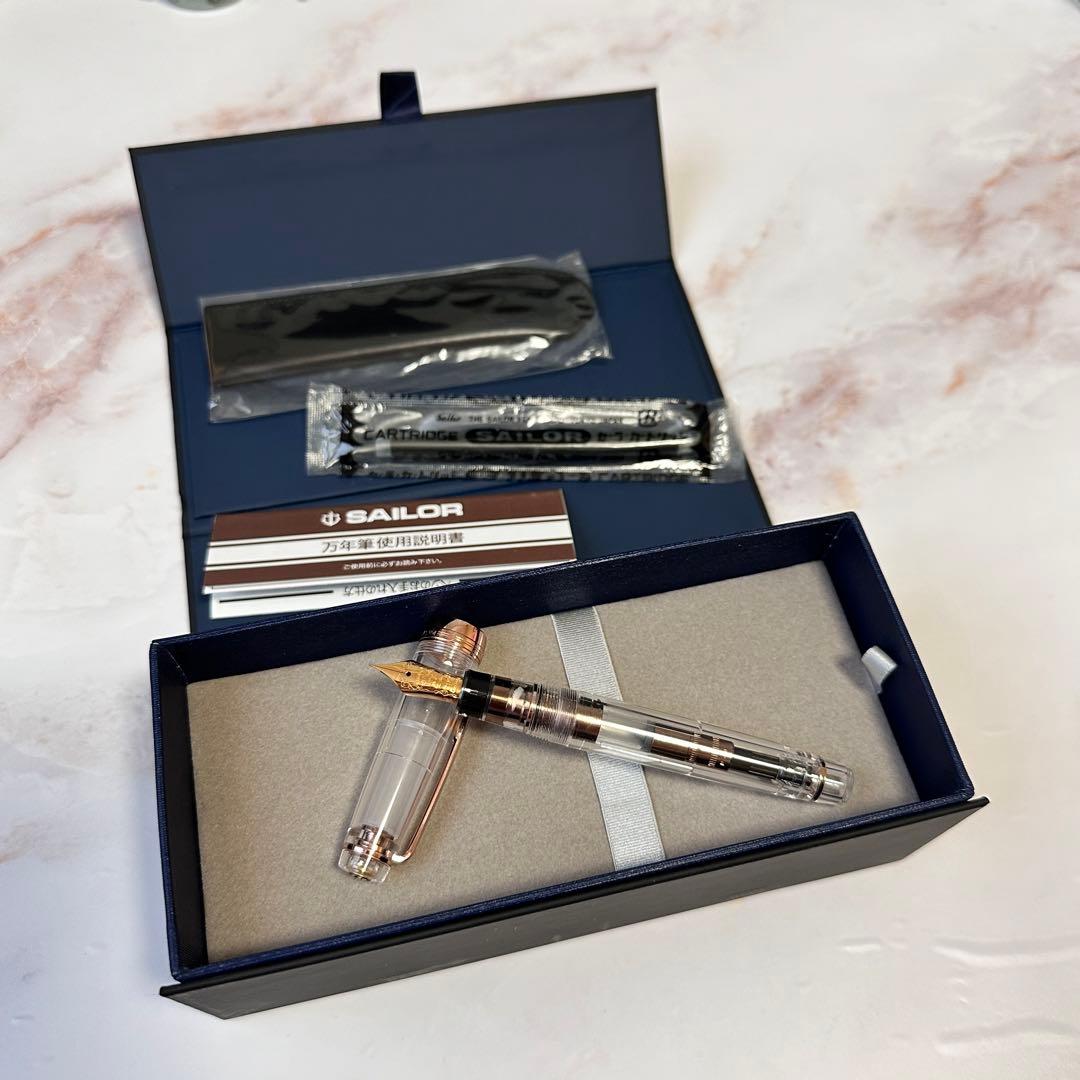 NAGASAWAオリジナル万年筆ギアスケ 【F】ピンクゴール スケルトン