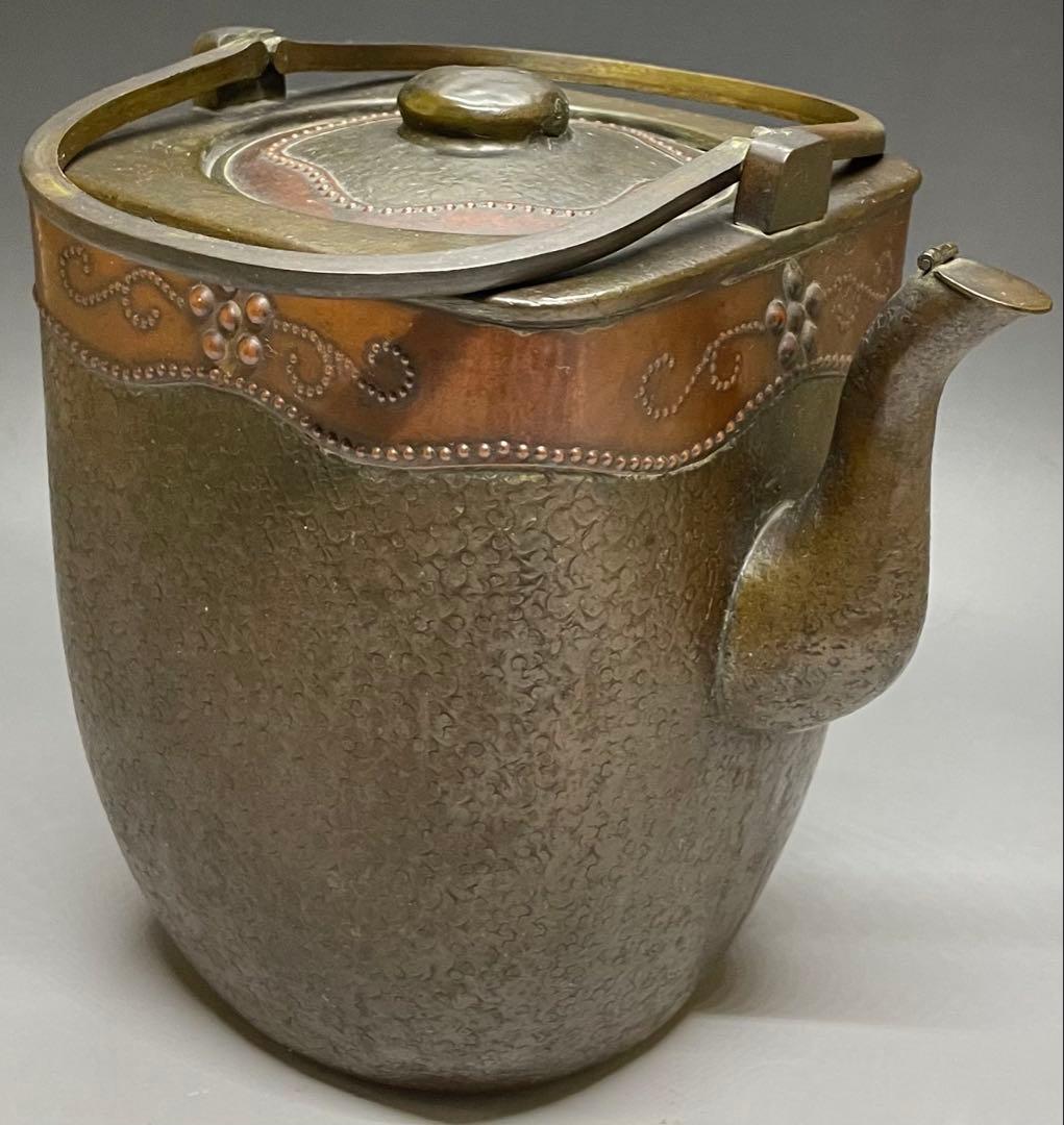 金工師　金屋五郎三郎　注水　薬缶　口蓋付　銅製　茶道具　N773