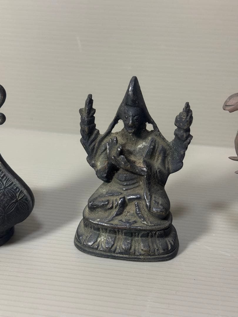 2097 銅製　花瓶1客　仏像1客　象置物1客