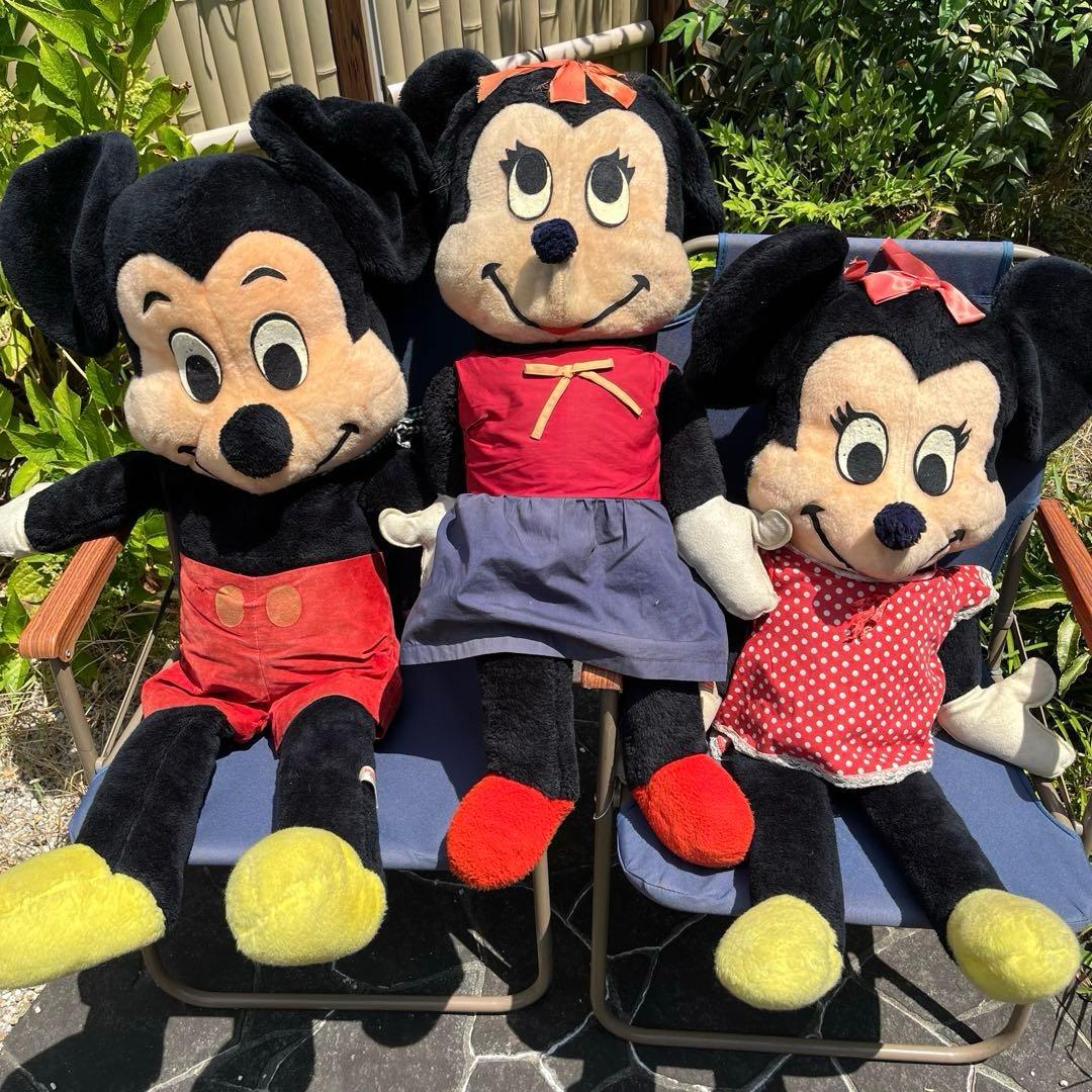レトロ ミッキーマウス　ミニーマウス BIG ぬいぐるみ　3体セット USA